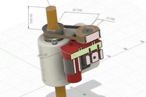 Model techniczny elementu zaprojektowanego pod technologię druku 3D z widoczną geometrią i przekrojem